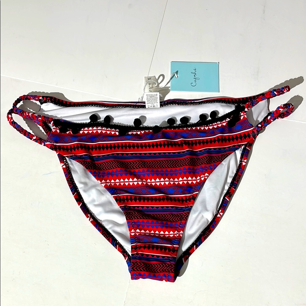 Cupshe womens bikini bottoms sz XL red blue black NEW! summer beach vacation